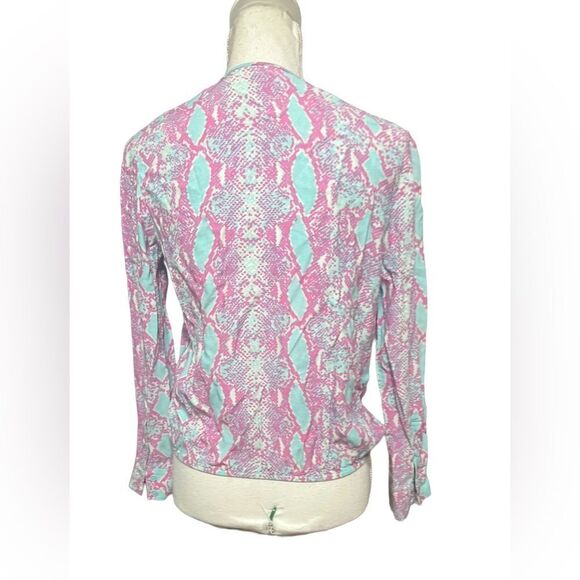 Diane Von Furstenberg Blouse Silk Long Sleeve Python Marci Plunge Size 2 - Picture 3 of 6